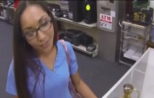 Gorgeous girl with glasses fucked in the office